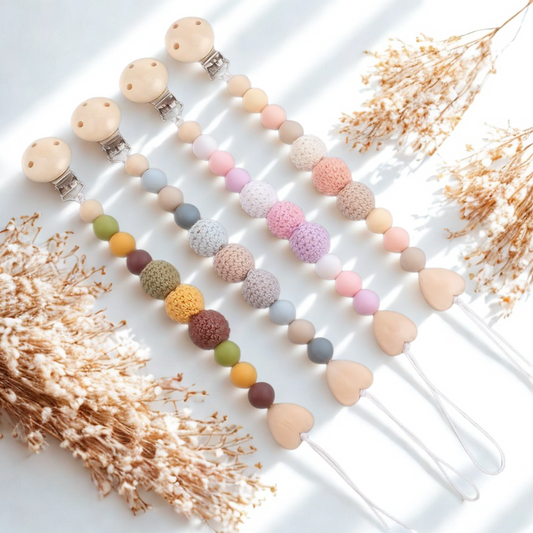 Schnullerkette und Greifling Set - Häkelperlen