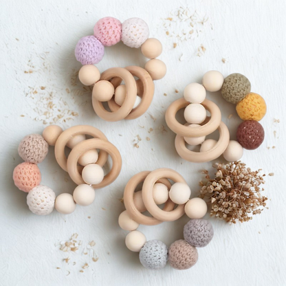 Schnullerkette und Greifling Set - Häkelperlen