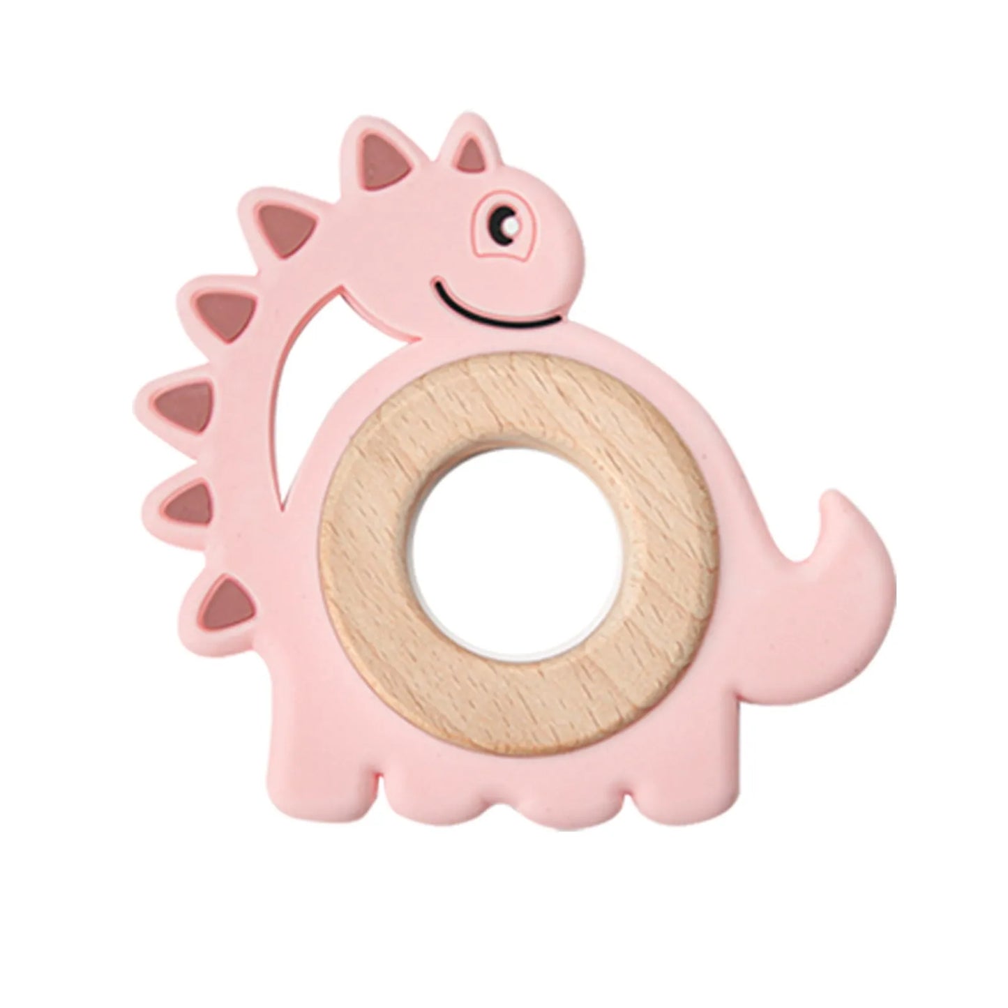Beißring Dino aus Holz & Silikon – Zahnungshilfe in Dinosaurierform