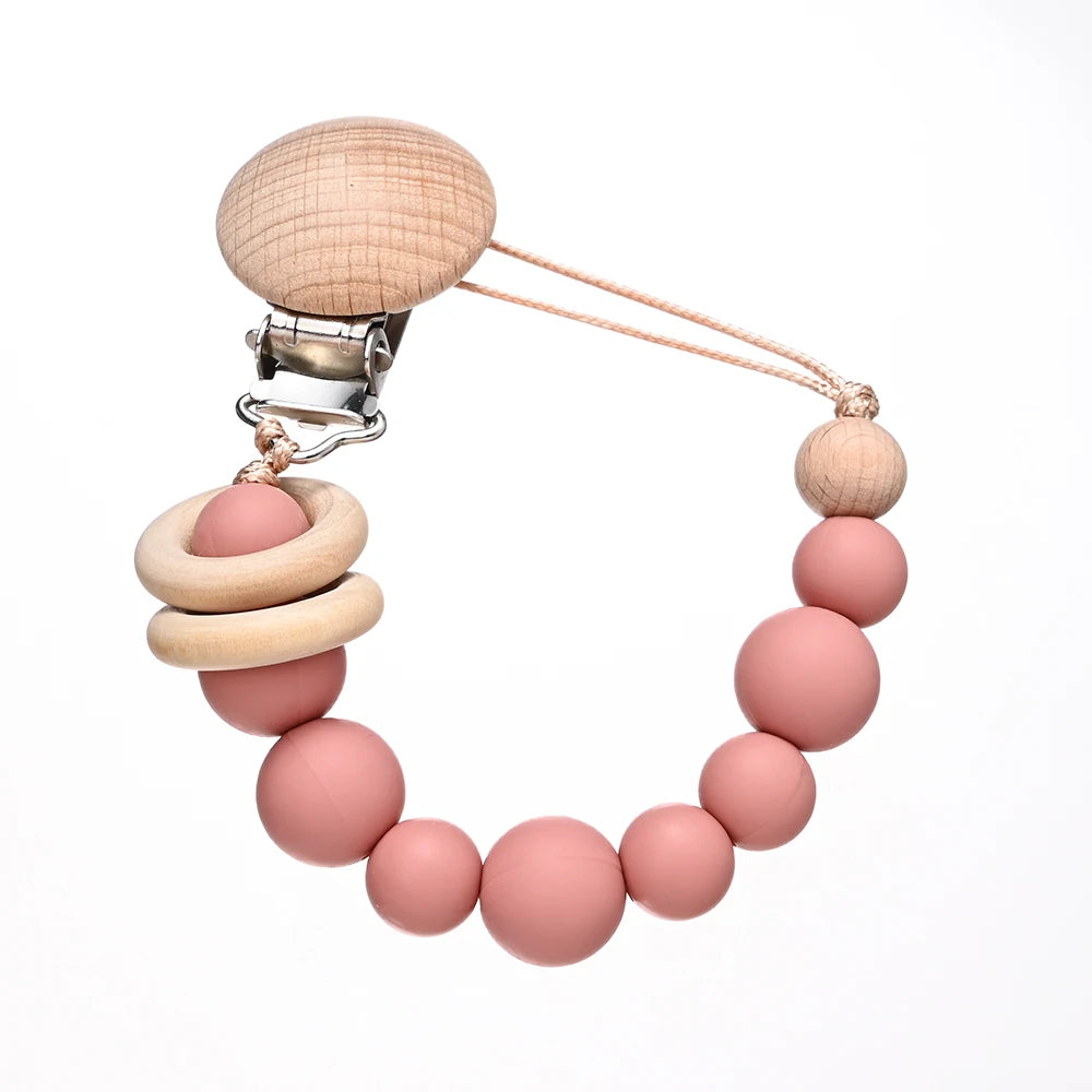 Schnullerkette aus Silikonperlen in Pastell – Weich, sicher & stilvoll für dein Baby