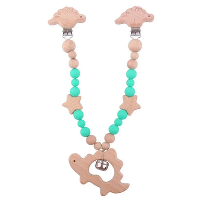 Kinderwagenkette Holz & Silikon – mit Glöckchen | Beruhigt & fördert Babys Sinne