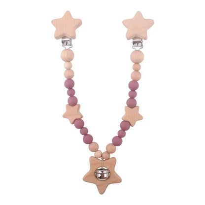 Kinderwagenkette Holz & Silikon – mit Glöckchen | Beruhigt & fördert Babys Sinne
