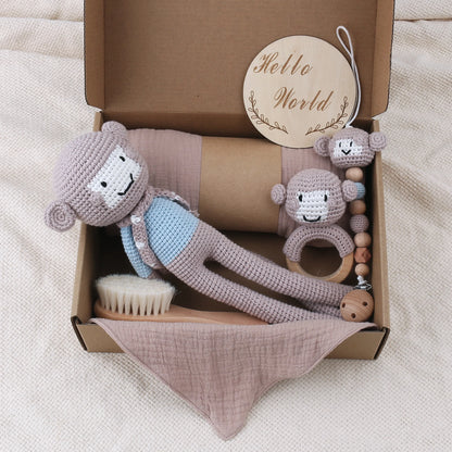 Baby Geschenkset zur Geburt – Beißring, Schnullerkette, Kuscheltier & Zubehör aus Naturmaterialien
