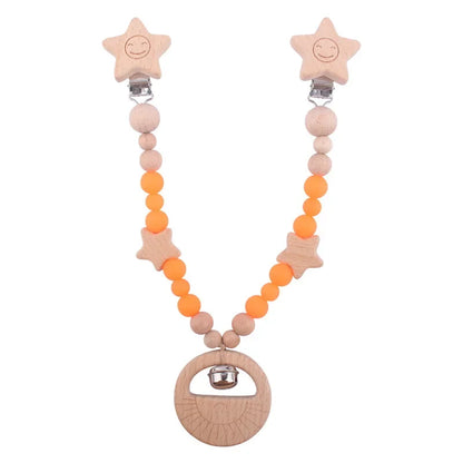 Kinderwagenkette Holz & Silikon – mit Glöckchen | Beruhigt & fördert Babys Sinne