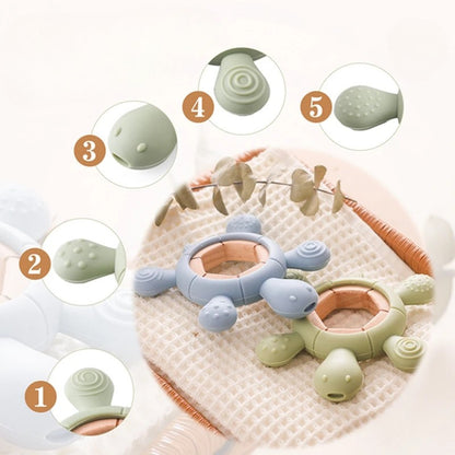 Beißring Schildkröte aus Holz & Silikon – Natürliche Zahnungshilfe für Babys