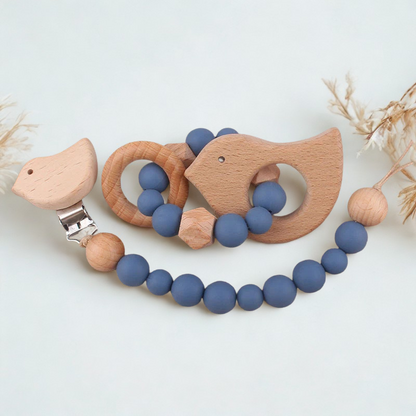 Greifling & Schnullerkette im Set – Natürlich & Sicher für Babys