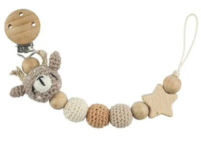 Häkel-Schnullerketten mit süßen Tiermotiven – handgefertigt & natürlich