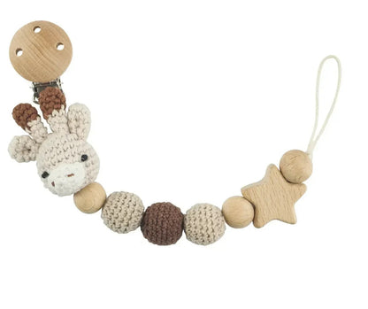 Häkel-Schnullerketten mit süßen Tiermotiven – handgefertigt & natürlich